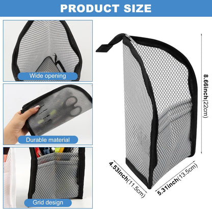 2 Pack White & Black Standing Toiletry Bag, Upright Waterproof Travel Toiletry Bag, Foldable Translucent Hanging Cosmetic Pouch, EVA MeshTravel Bag for Bathroom, Business Trip, Family Travel