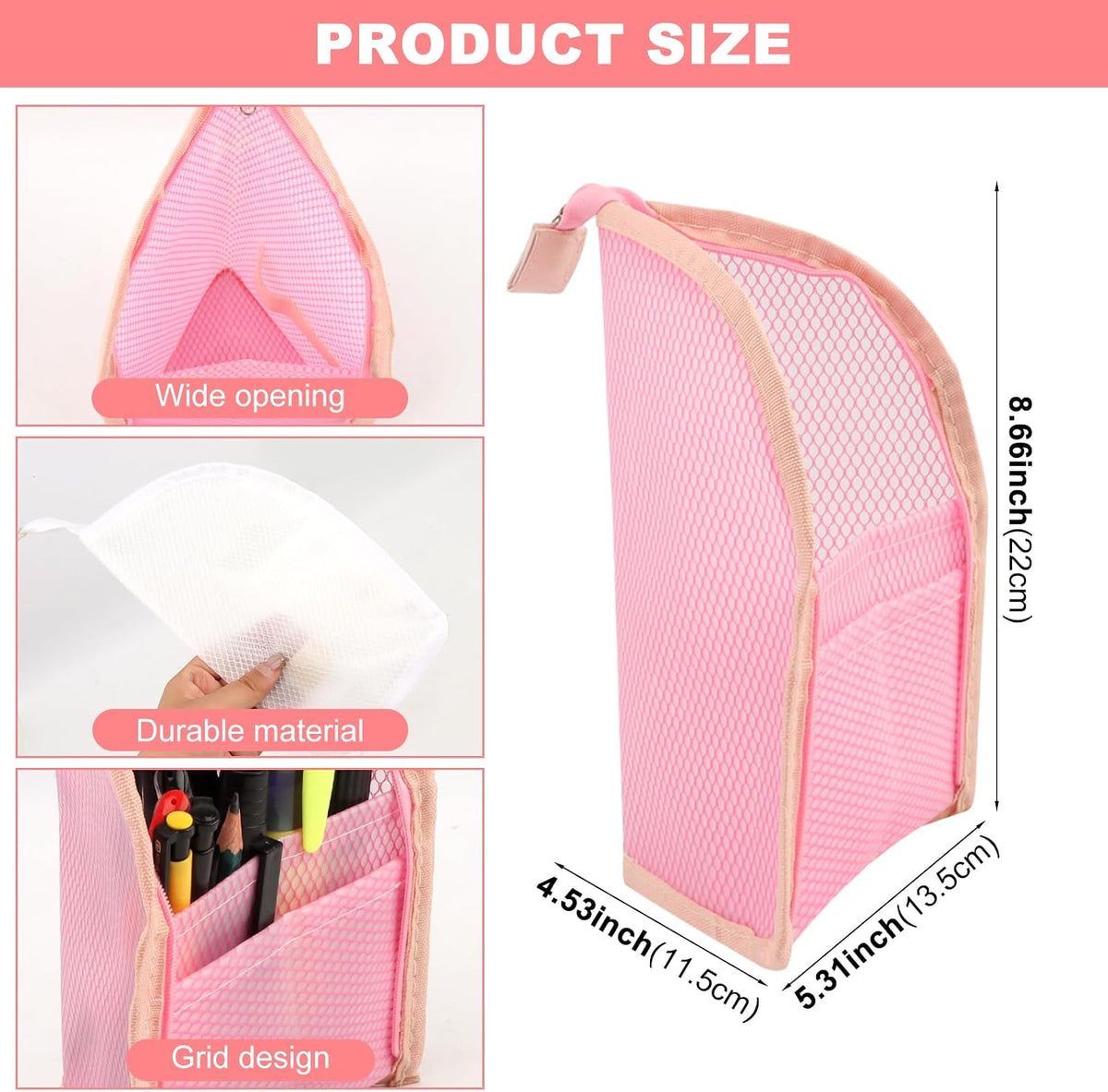 2 Pack White & Black Standing Toiletry Bag, Upright Waterproof Travel Toiletry Bag, Foldable Translucent Hanging Cosmetic Pouch, EVA MeshTravel Bag for Bathroom, Business Trip, Family Travel
