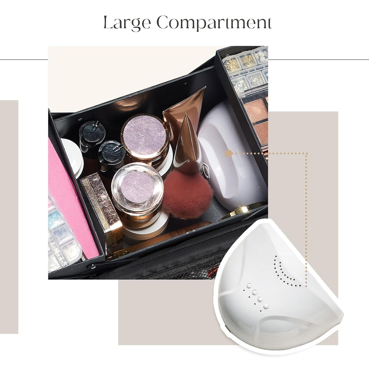 Large Travel Makeup Train Case, Big Makeup Bag Organizer Makeup Box,4 Tier Professional Cosmetic Storage Cases for Nail Tech Tattoo Storage Bag for Equipment and Supplies with luggage Sleeve