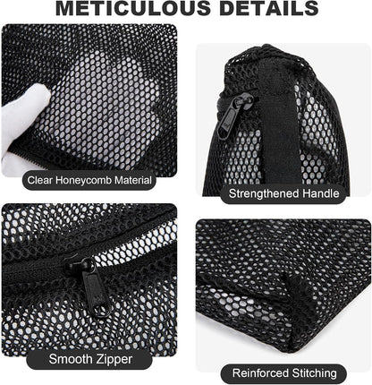 3-Pack Mesh Travel Toiletry Bags - Clear Zipper Travel Organizer, Airport Carry-On Compliant Reusable Cosmetic Makeup Bag for Women & Men (Dark pink)