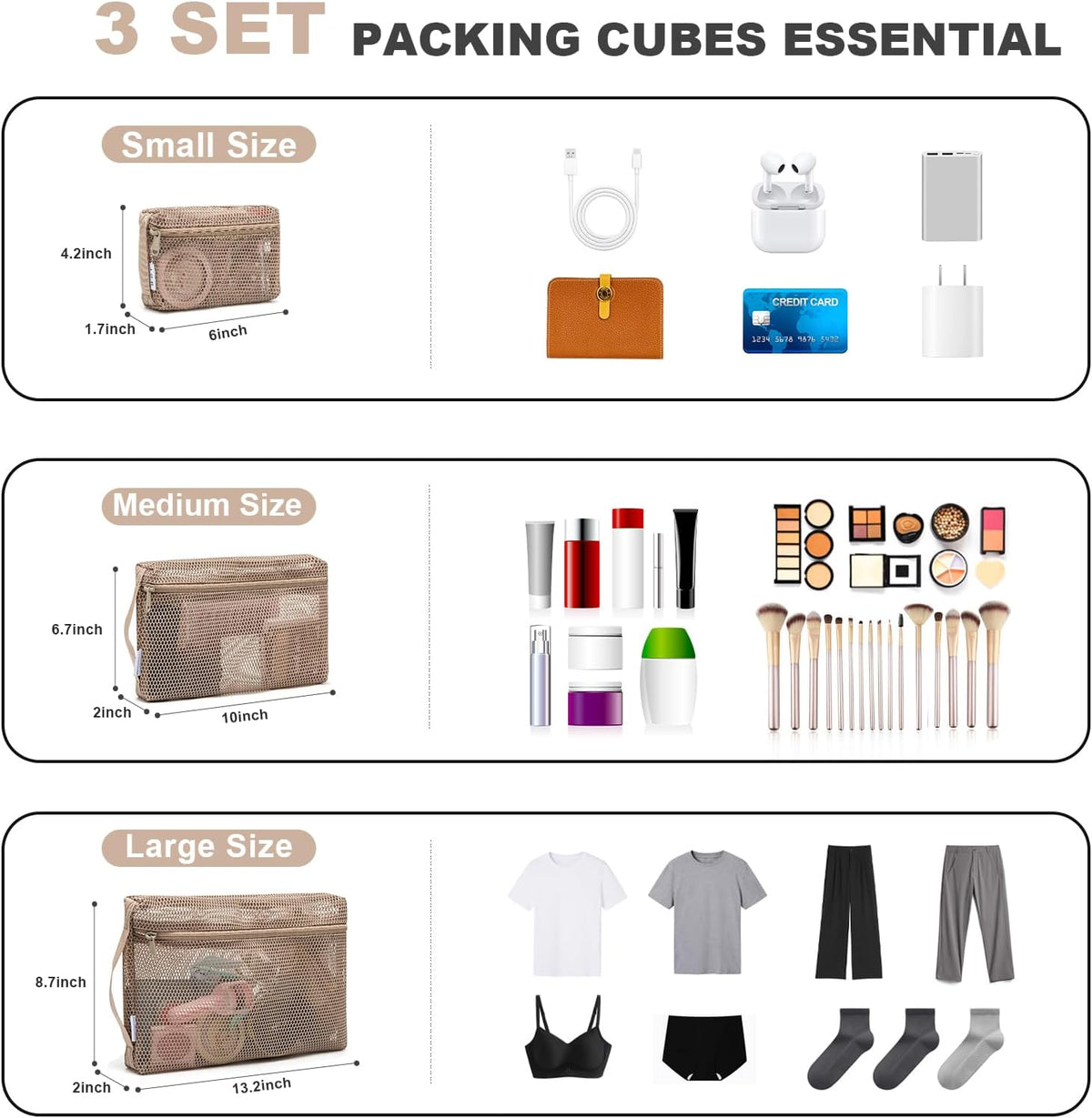 3-Pack Mesh Travel Toiletry Bags - Clear Zipper Travel Organizer, Airport Carry-On Compliant Reusable Cosmetic Makeup Bag for Women & Men (Dark pink)