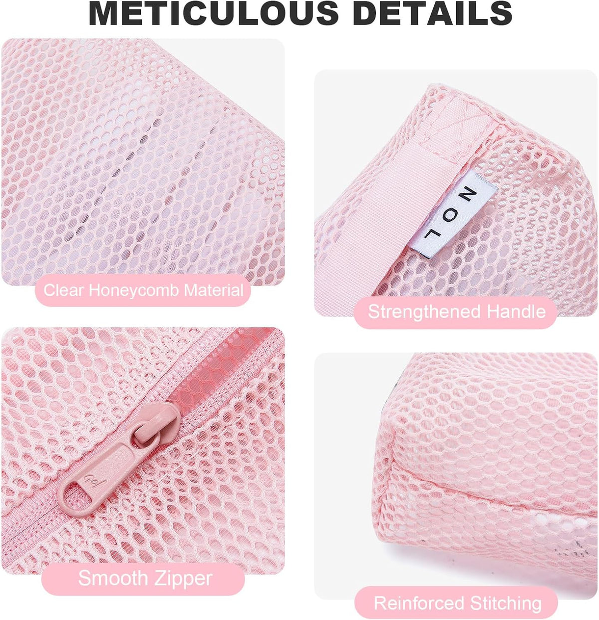 3-Pack Mesh Travel Toiletry Bags - Clear Zipper Travel Organizer, Airport Carry-On Compliant Reusable Cosmetic Makeup Bag for Women & Men (Dark pink)