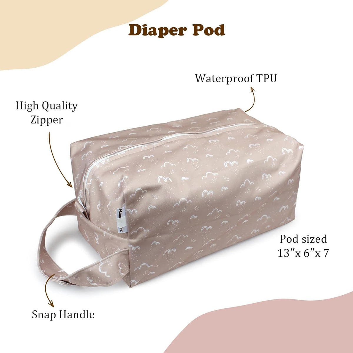2 Pack Wet Dry Bags on the Go, Swimming Pool, Beach, in Gym, Fitness Center, Natatorium, Polyester Waterproof Diaper Bag with 2 Pockets, Portable, Reusable, Machine Washable-12in/16in-017