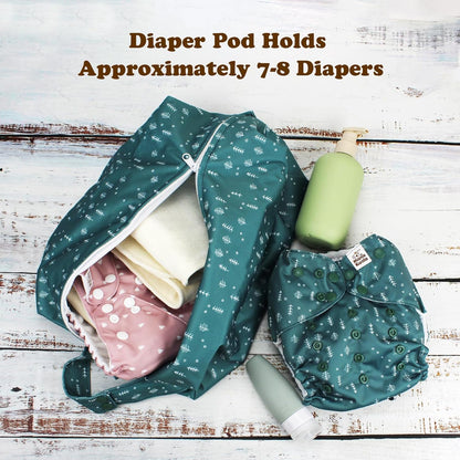2 Pack Wet Dry Bags on the Go, Swimming Pool, Beach, in Gym, Fitness Center, Natatorium, Polyester Waterproof Diaper Bag with 2 Pockets, Portable, Reusable, Machine Washable-12in/16in-017