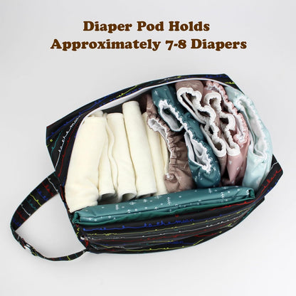 2 Pack Wet Dry Bags on the Go, Swimming Pool, Beach, in Gym, Fitness Center, Natatorium, Polyester Waterproof Diaper Bag with 2 Pockets, Portable, Reusable, Machine Washable-12in/16in-017
