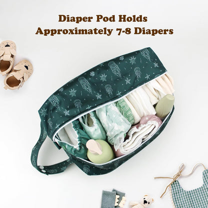 2 Pack Wet Dry Bags on the Go, Swimming Pool, Beach, in Gym, Fitness Center, Natatorium, Polyester Waterproof Diaper Bag with 2 Pockets, Portable, Reusable, Machine Washable-12in/16in-017