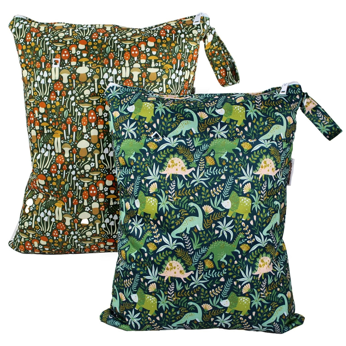 2 Pack Wet Dry Bags on the Go, Swimming Pool, Beach, in Gym, Fitness Center, Natatorium, Polyester Waterproof Diaper Bag with 2 Pockets, Portable, Reusable, Machine Washable-12in/16in-017
