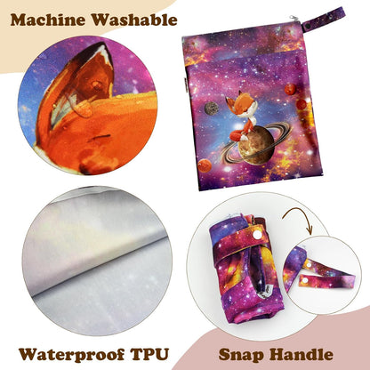 2 Pack Wet Dry Bags on the Go, Swimming Pool, Beach, in Gym, Fitness Center, Natatorium, Polyester Waterproof Diaper Bag with 2 Pockets, Portable, Reusable, Machine Washable-12in/16in-017