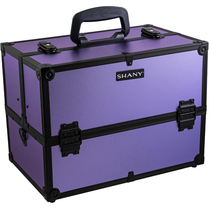 SHANY Essential Pro Makeup Train Case Cosmetic Box Portable Makeup Case Cosmetics Beauty Organizer Jewelry storage with Locks, Multi Compartments Makeup Box and Shoulder Strap - Rose Gold