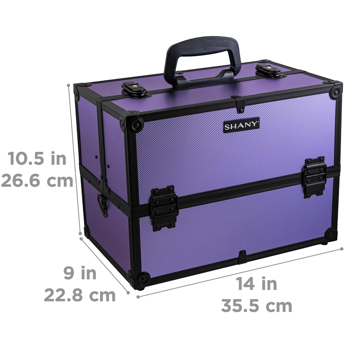 SHANY Essential Pro Makeup Train Case Cosmetic Box Portable Makeup Case Cosmetics Beauty Organizer Jewelry storage with Locks, Multi Compartments Makeup Box and Shoulder Strap - Rose Gold