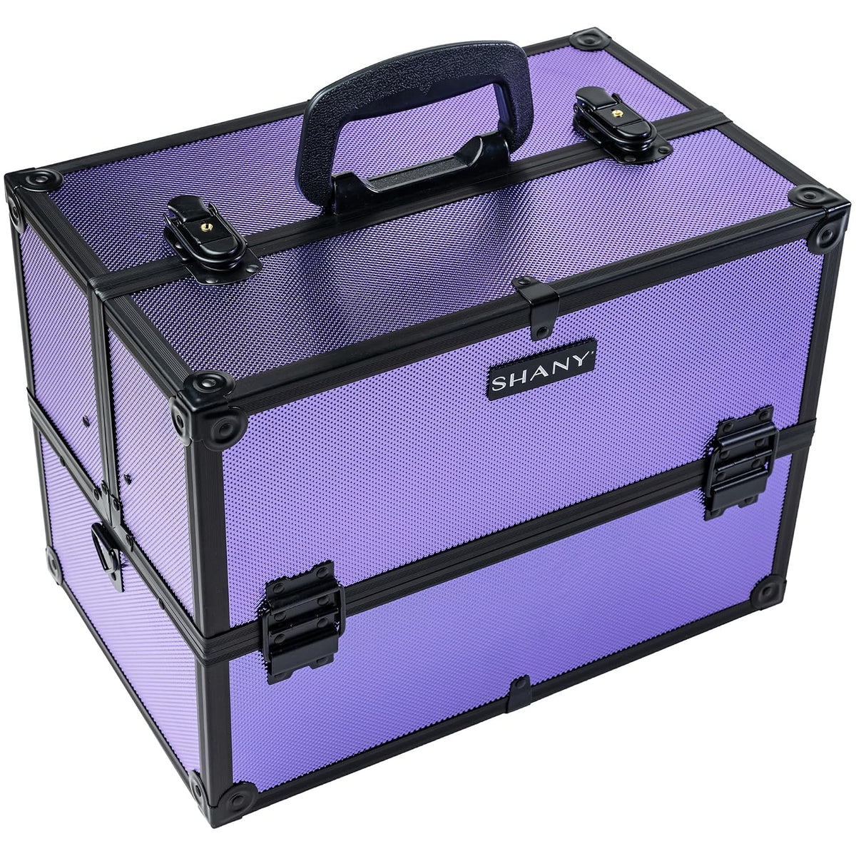 SHANY Essential Pro Makeup Train Case Cosmetic Box Portable Makeup Case Cosmetics Beauty Organizer Jewelry storage with Locks, Multi Compartments Makeup Box and Shoulder Strap - Rose Gold