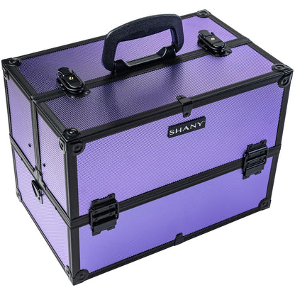 SHANY Essential Pro Makeup Train Case Cosmetic Box Portable Makeup Case Cosmetics Beauty Organizer Jewelry storage with Locks, Multi Compartments Makeup Box and Shoulder Strap - Rose Gold