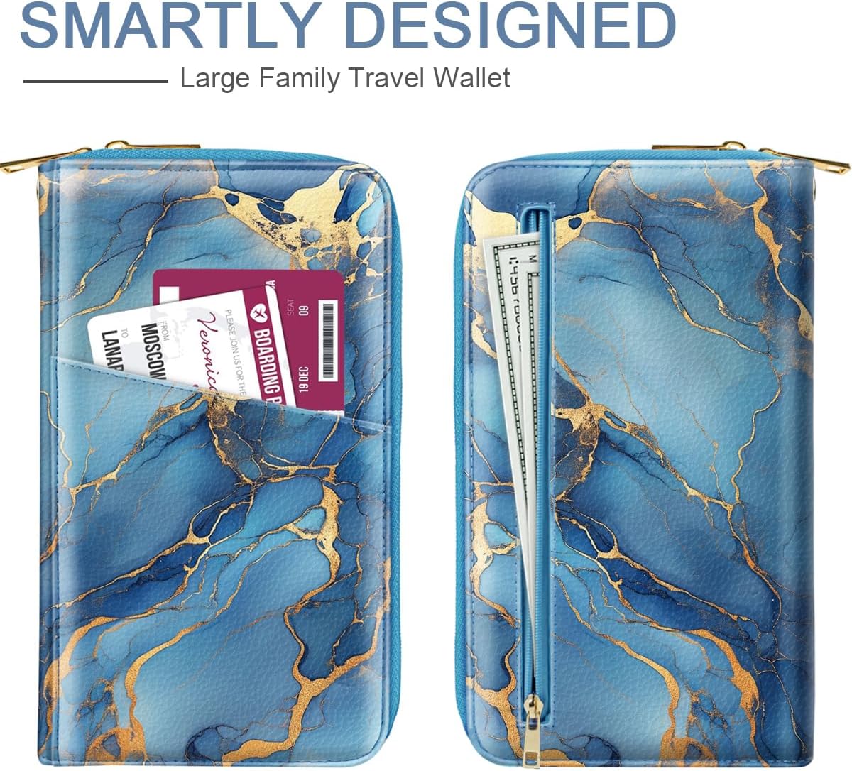 Family Passport Holder for Travel 4 5 or 6 Passports RFID Blocking | Multi-Passport Wallet, Travel Document Organizer, Zippered Case for Family, Group Travel, Cruise, Vacation,Watercoler Floral