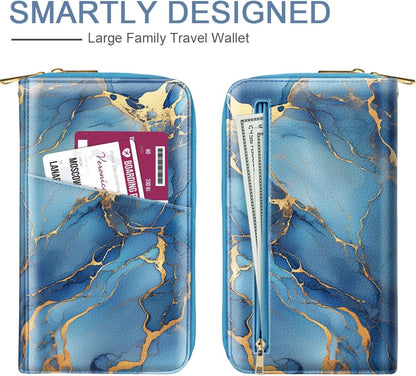 Family Passport Holder for Travel 4 5 or 6 Passports RFID Blocking | Multi-Passport Wallet, Travel Document Organizer, Zippered Case for Family, Group Travel, Cruise, Vacation,Watercoler Floral