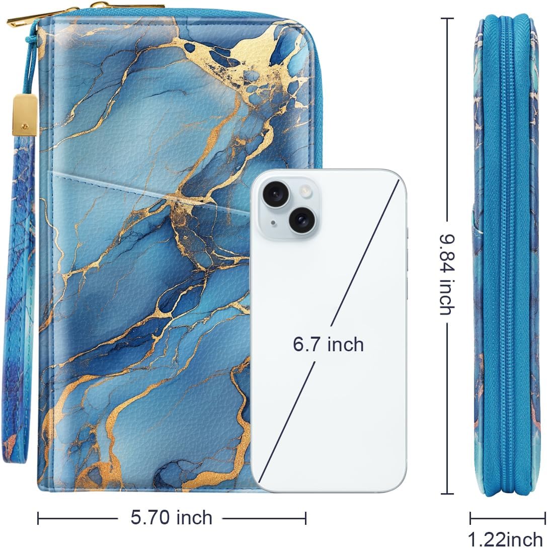 Family Passport Holder for Travel 4 5 or 6 Passports RFID Blocking | Multi-Passport Wallet, Travel Document Organizer, Zippered Case for Family, Group Travel, Cruise, Vacation,Watercoler Floral