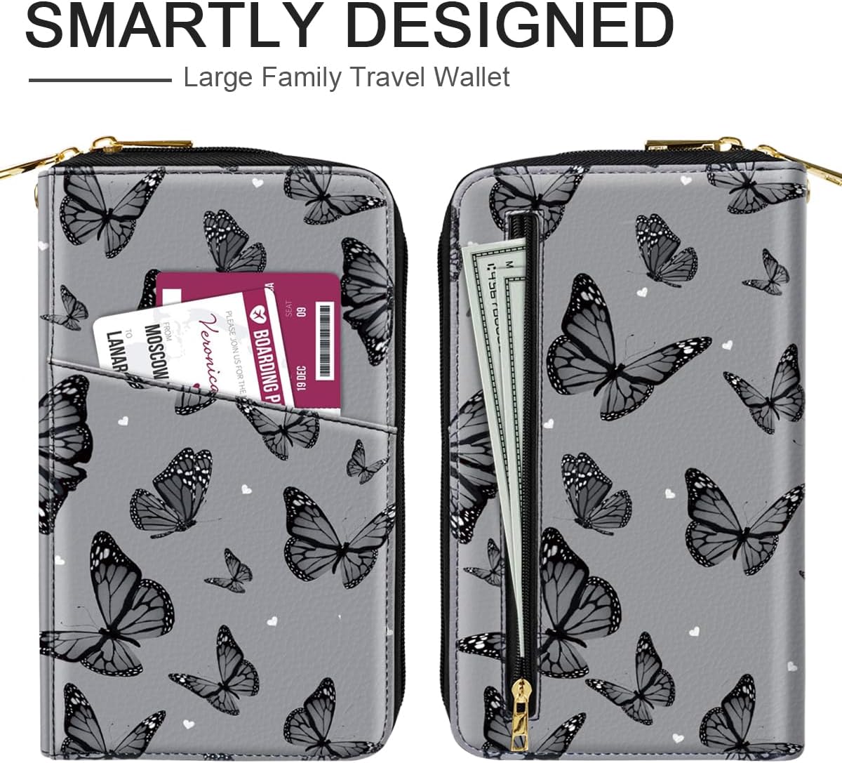 Family Passport Holder for Travel 4 5 or 6 Passports RFID Blocking | Multi-Passport Wallet, Travel Document Organizer, Zippered Case for Family, Group Travel, Cruise, Vacation,Watercoler Floral