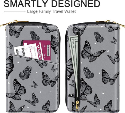 Family Passport Holder for Travel 4 5 or 6 Passports RFID Blocking | Multi-Passport Wallet, Travel Document Organizer, Zippered Case for Family, Group Travel, Cruise, Vacation,Watercoler Floral