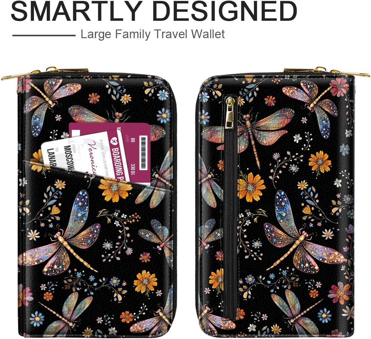 Family Passport Holder for Travel 4 5 or 6 Passports RFID Blocking | Multi-Passport Wallet, Travel Document Organizer, Zippered Case for Family, Group Travel, Cruise, Vacation,Watercoler Floral