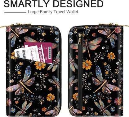 Family Passport Holder for Travel 4 5 or 6 Passports RFID Blocking | Multi-Passport Wallet, Travel Document Organizer, Zippered Case for Family, Group Travel, Cruise, Vacation,Watercoler Floral