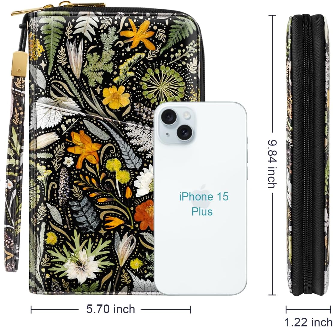 Family Passport Holder for Travel 4 5 or 6 Passports RFID Blocking | Multi-Passport Wallet, Travel Document Organizer, Zippered Case for Family, Group Travel, Cruise, Vacation,Watercoler Floral