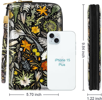 Family Passport Holder for Travel 4 5 or 6 Passports RFID Blocking | Multi-Passport Wallet, Travel Document Organizer, Zippered Case for Family, Group Travel, Cruise, Vacation,Watercoler Floral