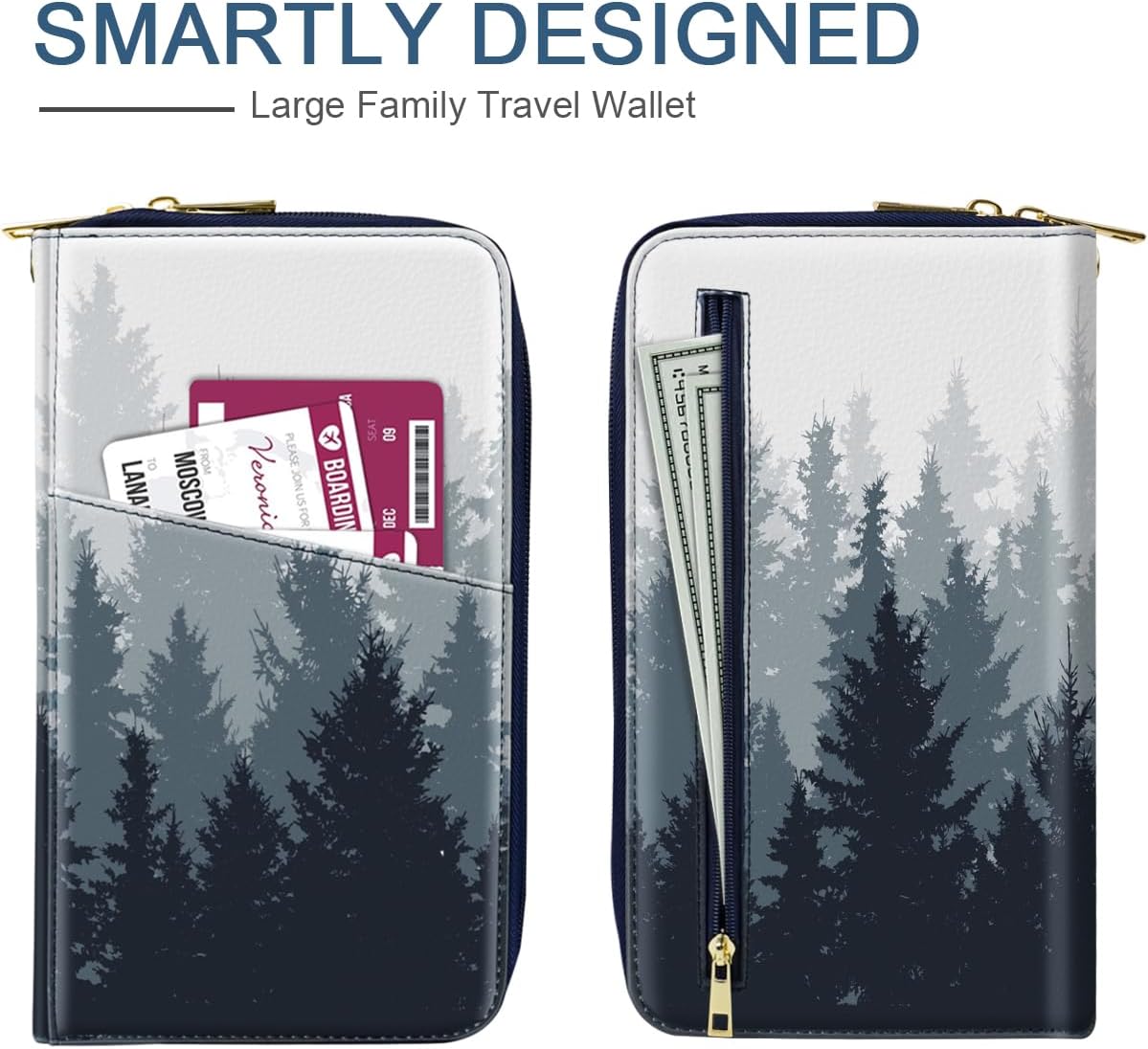 Family Passport Holder for Travel 4 5 or 6 Passports RFID Blocking | Multi-Passport Wallet, Travel Document Organizer, Zippered Case for Family, Group Travel, Cruise, Vacation,Watercoler Floral