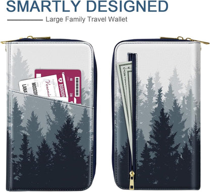 Family Passport Holder for Travel 4 5 or 6 Passports RFID Blocking | Multi-Passport Wallet, Travel Document Organizer, Zippered Case for Family, Group Travel, Cruise, Vacation,Watercoler Floral