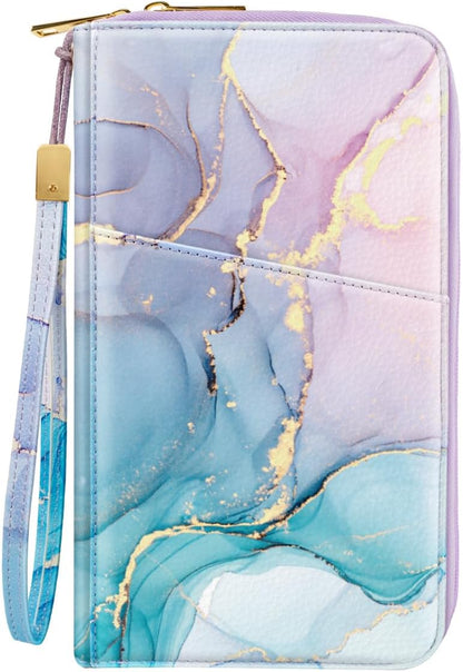 Family Passport Holder for Travel 4 5 or 6 Passports RFID Blocking | Multi-Passport Wallet, Travel Document Organizer, Zippered Case for Family, Group Travel, Cruise, Vacation,Watercoler Floral