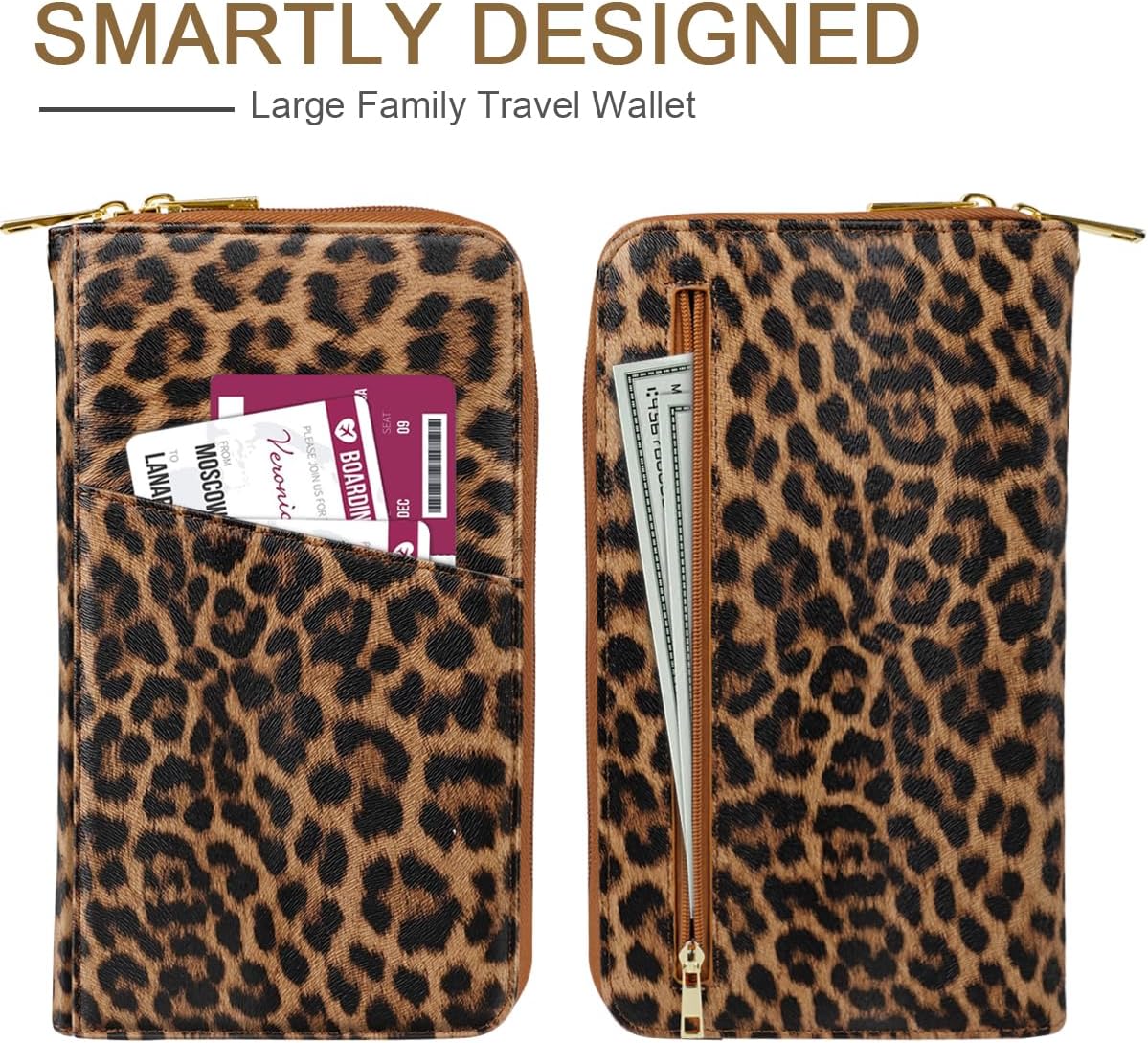 Family Passport Holder for Travel 4 5 or 6 Passports RFID Blocking | Multi-Passport Wallet, Travel Document Organizer, Zippered Case for Family, Group Travel, Cruise, Vacation,Watercoler Floral