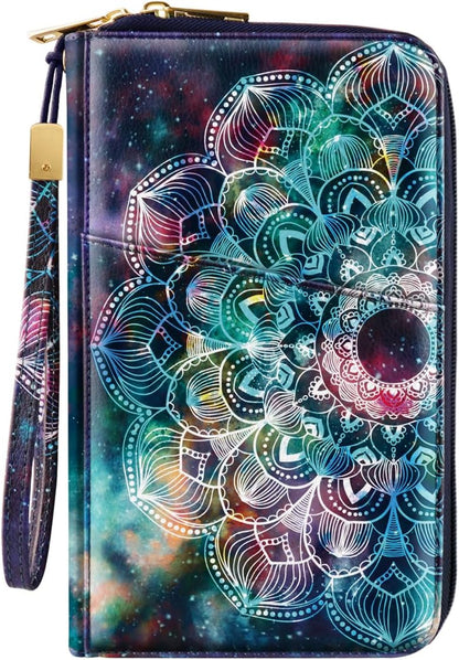 Family Passport Holder for Travel 4 5 or 6 Passports RFID Blocking | Multi-Passport Wallet, Travel Document Organizer, Zippered Case for Family, Group Travel, Cruise, Vacation,Watercoler Floral