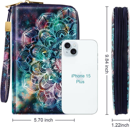 Family Passport Holder for Travel 4 5 or 6 Passports RFID Blocking | Multi-Passport Wallet, Travel Document Organizer, Zippered Case for Family, Group Travel, Cruise, Vacation,Watercoler Floral