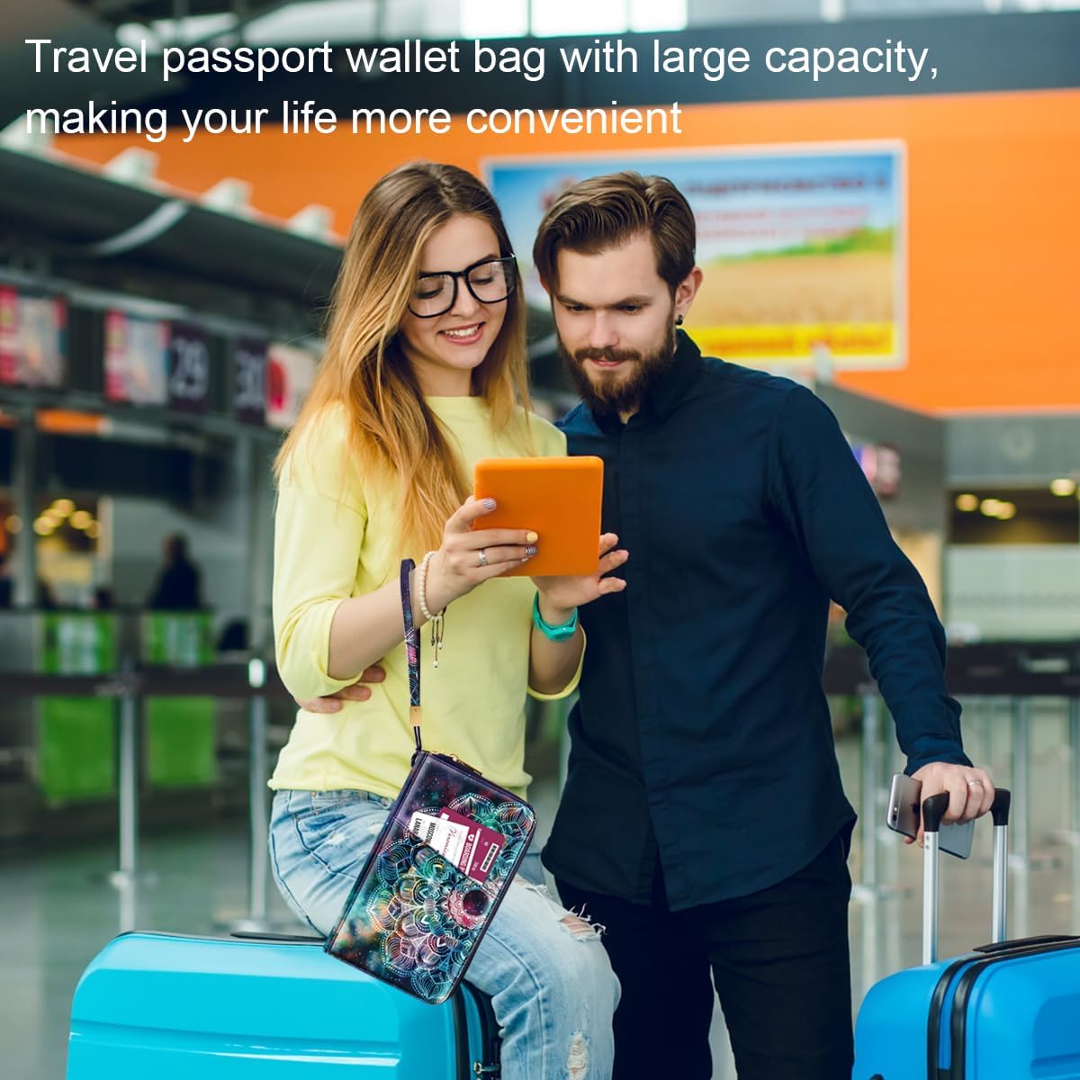 Family Passport Holder for Travel 4 5 or 6 Passports RFID Blocking | Multi-Passport Wallet, Travel Document Organizer, Zippered Case for Family, Group Travel, Cruise, Vacation,Watercoler Floral