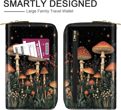Family Passport Holder for Travel 4 5 or 6 Passports RFID Blocking | Multi-Passport Wallet, Travel Document Organizer, Zippered Case for Family, Group Travel, Cruise, Vacation,Watercoler Floral