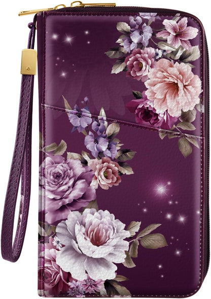 Family Passport Holder for Travel 4 5 or 6 Passports RFID Blocking | Multi-Passport Wallet, Travel Document Organizer, Zippered Case for Family, Group Travel, Cruise, Vacation,Watercoler Floral