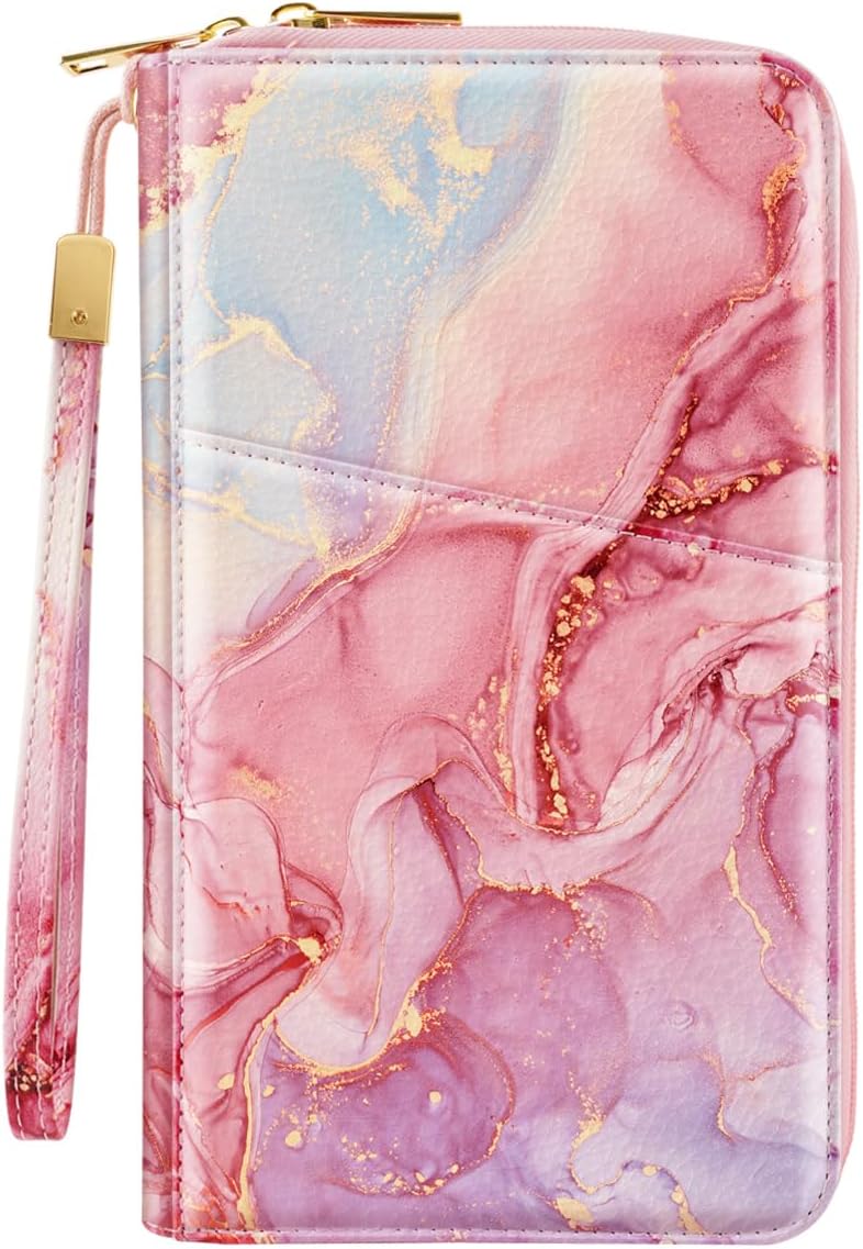 Family Passport Holder for Travel 4 5 or 6 Passports RFID Blocking | Multi-Passport Wallet, Travel Document Organizer, Zippered Case for Family, Group Travel, Cruise, Vacation,Watercoler Floral