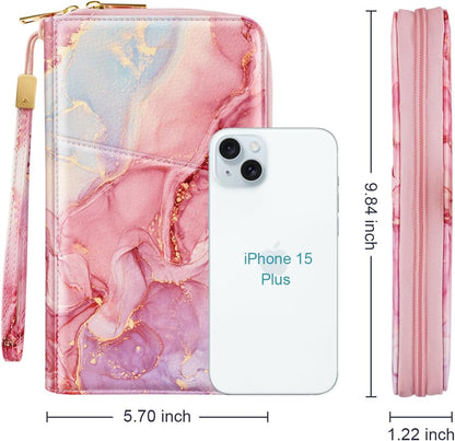 Family Passport Holder for Travel 4 5 or 6 Passports RFID Blocking | Multi-Passport Wallet, Travel Document Organizer, Zippered Case for Family, Group Travel, Cruise, Vacation,Watercoler Floral