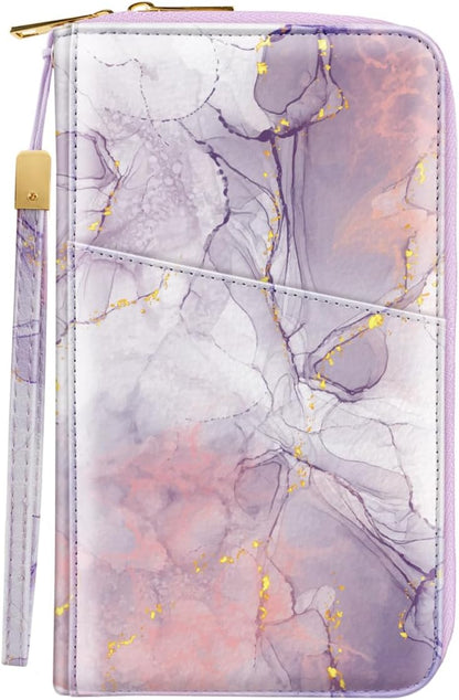 Family Passport Holder for Travel 4 5 or 6 Passports RFID Blocking | Multi-Passport Wallet, Travel Document Organizer, Zippered Case for Family, Group Travel, Cruise, Vacation,Watercoler Floral