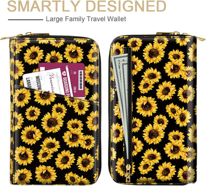 Family Passport Holder for Travel 4 5 or 6 Passports RFID Blocking | Multi-Passport Wallet, Travel Document Organizer, Zippered Case for Family, Group Travel, Cruise, Vacation,Watercoler Floral