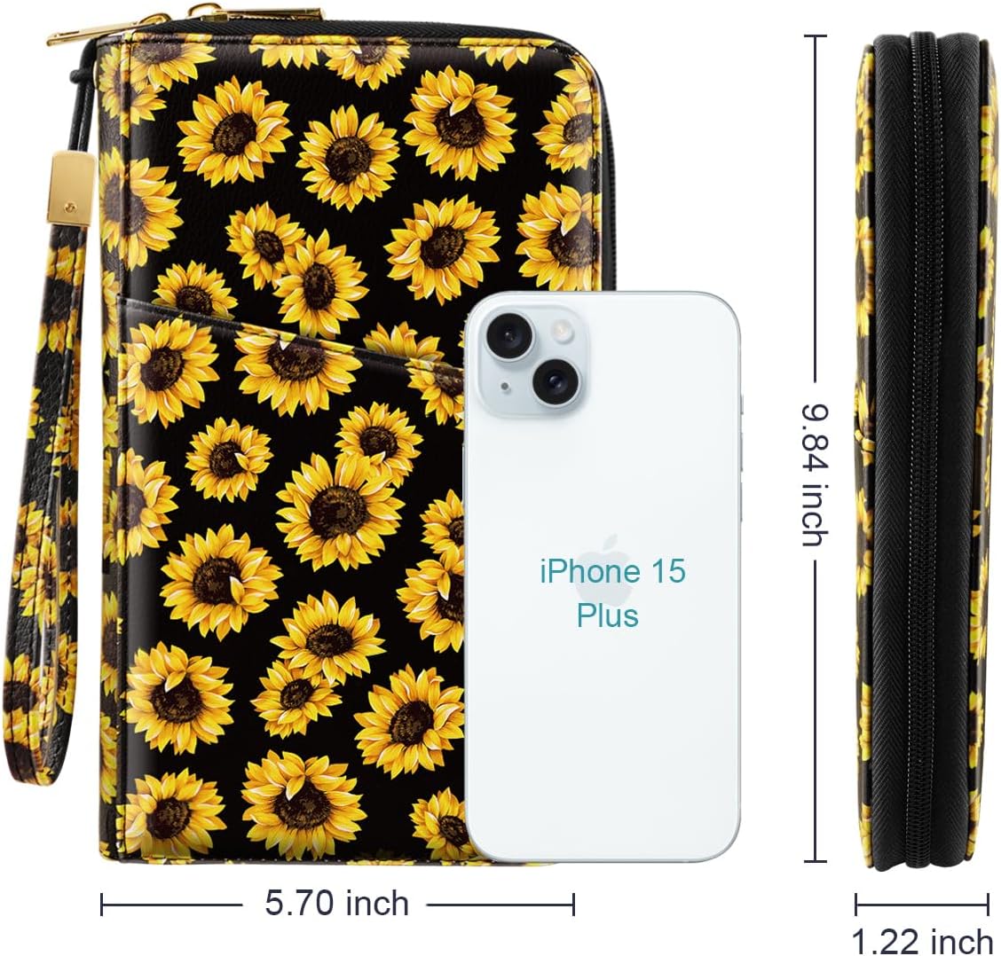 Family Passport Holder for Travel 4 5 or 6 Passports RFID Blocking | Multi-Passport Wallet, Travel Document Organizer, Zippered Case for Family, Group Travel, Cruise, Vacation,Watercoler Floral