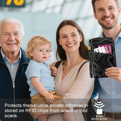 Family Passport Holder for Travel 4 5 or 6 Passports RFID Blocking | Multi-Passport Wallet, Travel Document Organizer, Zippered Case for Family, Group Travel, Cruise, Vacation,Watercoler Floral