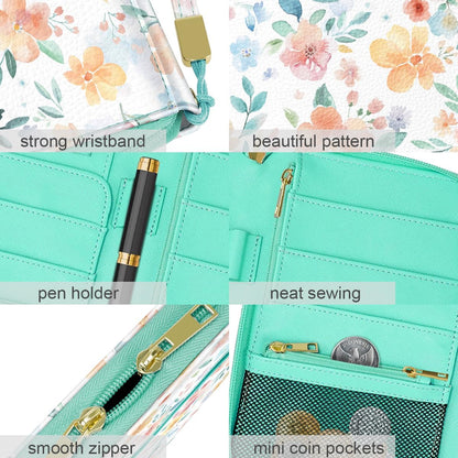 Family Passport Holder for Travel 4 5 or 6 Passports RFID Blocking | Multi-Passport Wallet, Travel Document Organizer, Zippered Case for Family, Group Travel, Cruise, Vacation,Watercoler Floral