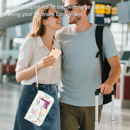 Family Passport Holder for Travel 4 5 or 6 Passports RFID Blocking | Multi-Passport Wallet, Travel Document Organizer, Zippered Case for Family, Group Travel, Cruise, Vacation,Watercoler Floral