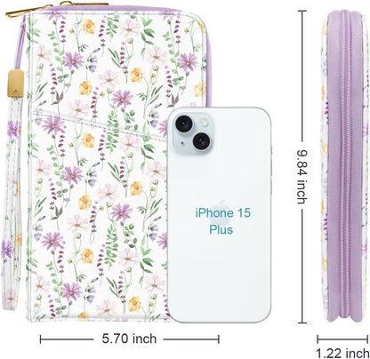 Family Passport Holder for Travel 4 5 or 6 Passports RFID Blocking | Multi-Passport Wallet, Travel Document Organizer, Zippered Case for Family, Group Travel, Cruise, Vacation,Watercoler Floral