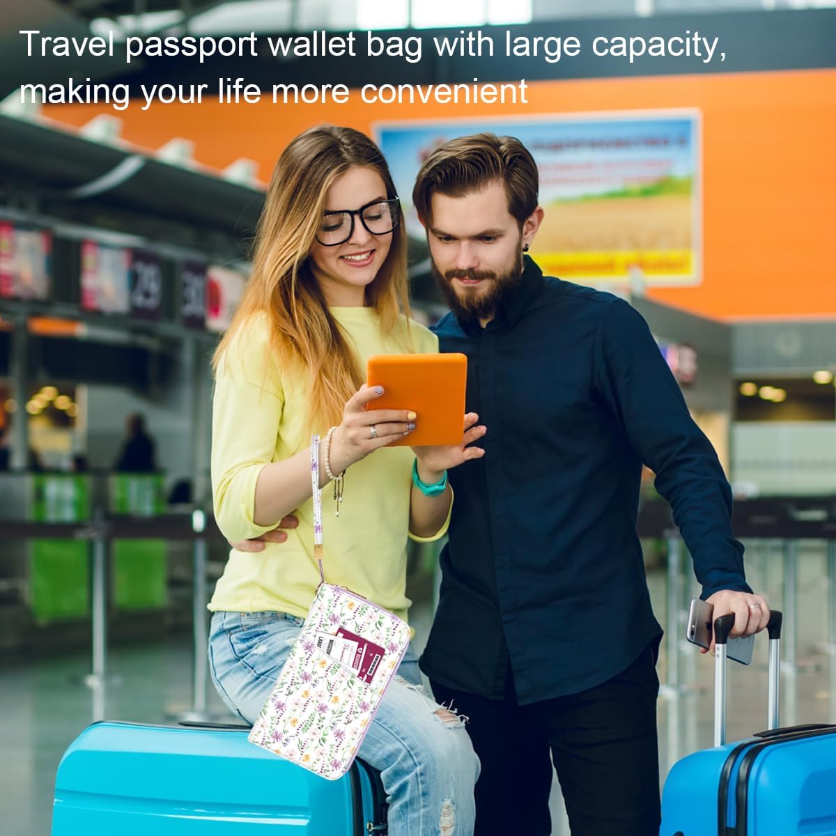 Family Passport Holder for Travel 4 5 or 6 Passports RFID Blocking | Multi-Passport Wallet, Travel Document Organizer, Zippered Case for Family, Group Travel, Cruise, Vacation,Watercoler Floral
