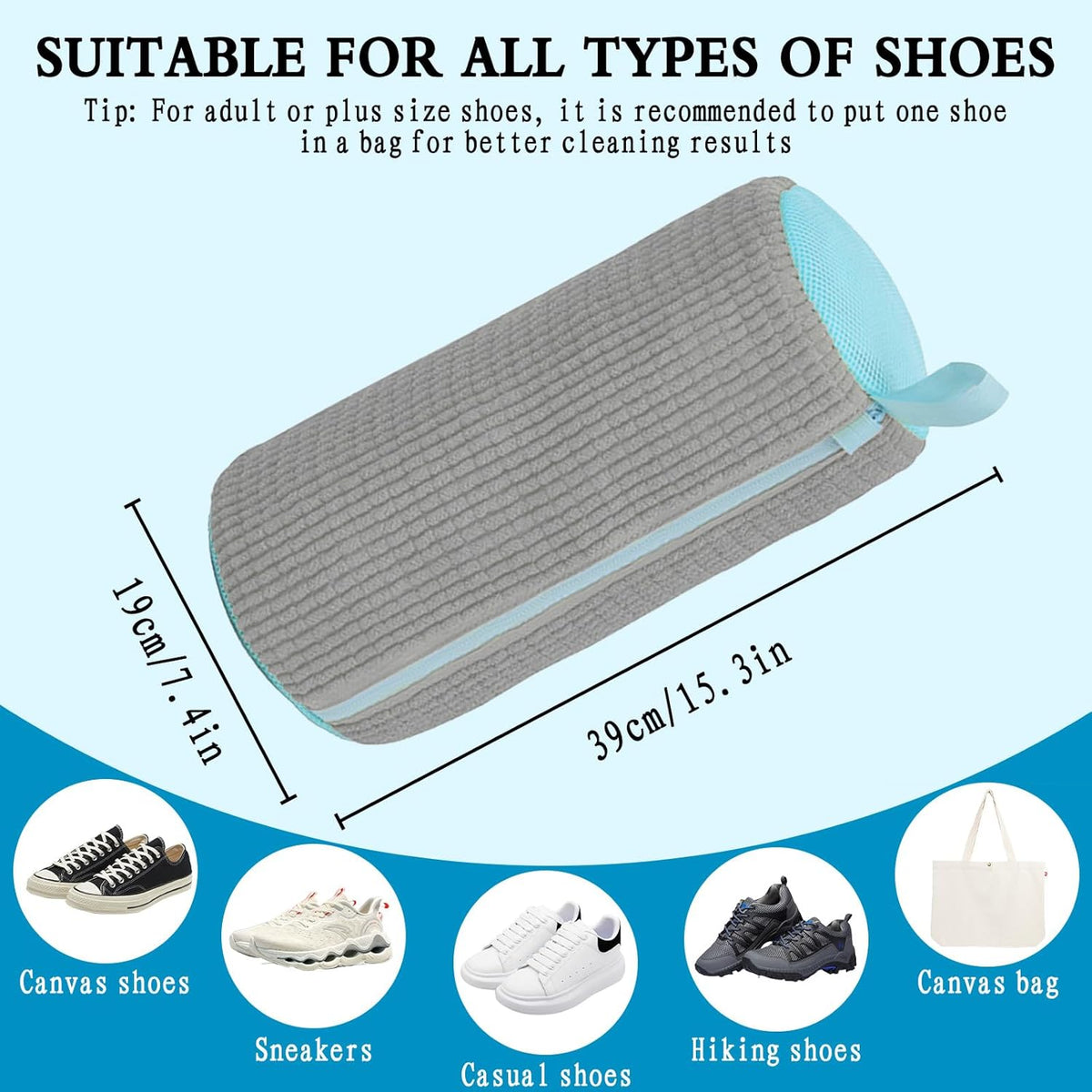 Shoe Washing Bag, Laundry Shoe Bag, Reusable Shoe Washing Bag, 360 ° Deep Cleaning,Suitable for All Shoe Types, With Self-Locking Zipper, 2-pack (Yellow)