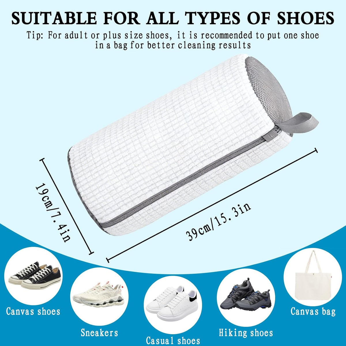 Shoe Washing Bag, Laundry Shoe Bag, Reusable Shoe Washing Bag, 360 ° Deep Cleaning,Suitable for All Shoe Types, With Self-Locking Zipper, 2-pack (Yellow)