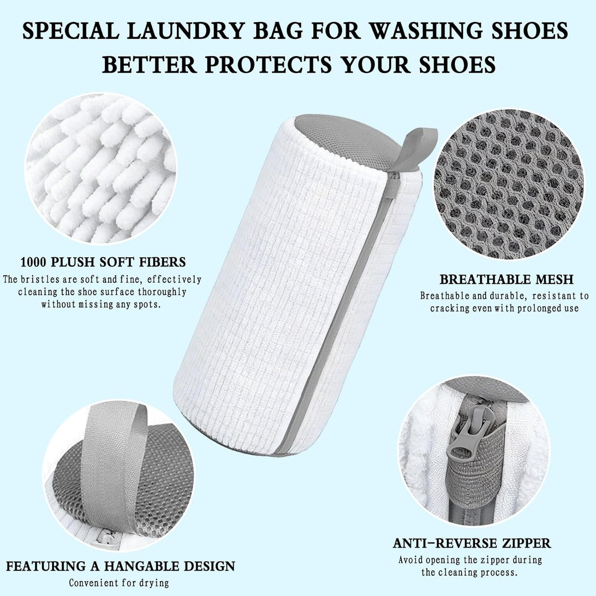 Shoe Washing Bag, Laundry Shoe Bag, Reusable Shoe Washing Bag, 360 ° Deep Cleaning,Suitable for All Shoe Types, With Self-Locking Zipper, 2-pack (Yellow)