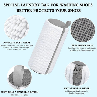 Shoe Washing Bag, Laundry Shoe Bag, Reusable Shoe Washing Bag, 360 ° Deep Cleaning,Suitable for All Shoe Types, With Self-Locking Zipper, 2-pack (Yellow)
