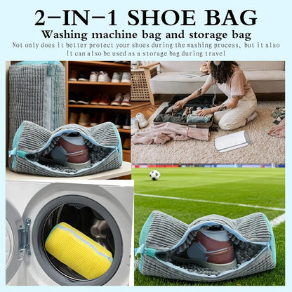 Shoe Washing Bag, Laundry Shoe Bag, Reusable Shoe Washing Bag, 360 ° Deep Cleaning,Suitable for All Shoe Types, With Self-Locking Zipper, 2-pack (Yellow)