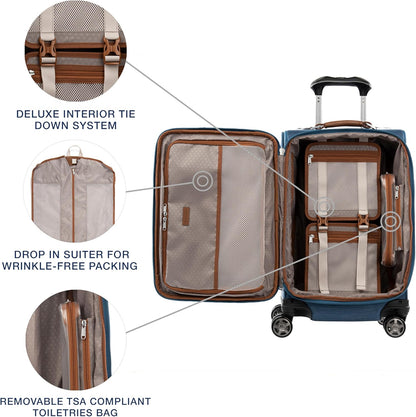 Platinum Elite Softside Expandable Carry on Luggage, 8 Wheel Spinner Suitcase, USB Port, Suiter, Men and Women, Shadow Black, Carry On 21-Inch